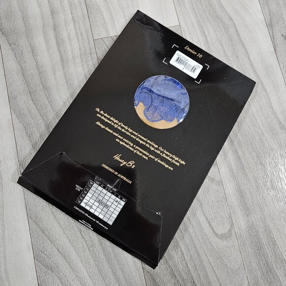 Honey Birdette Whitney Navy Blue Garter Stockings Thigh Highs Size S - Picture 2 of 4